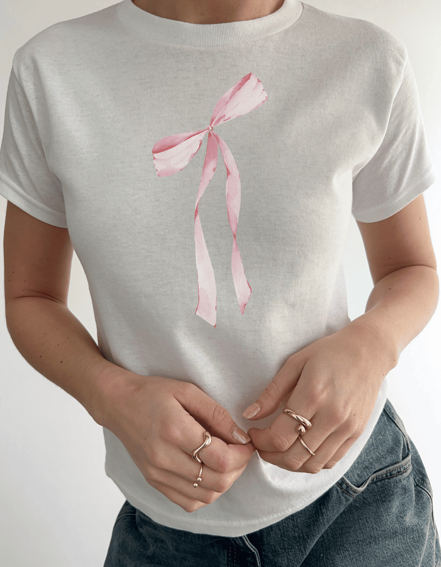 Pink Bow 90s Baby Tee