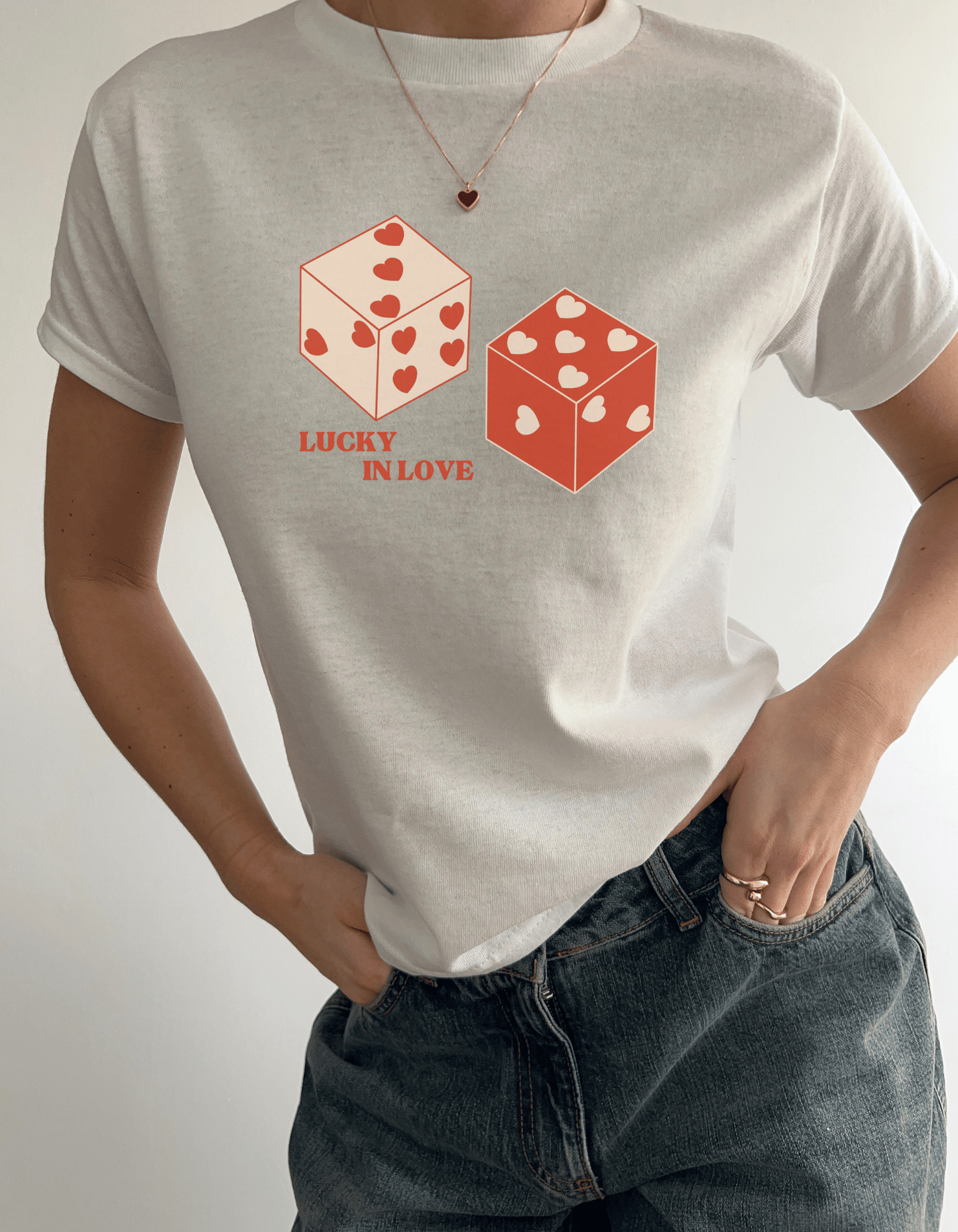 Lucky in Love Dice 90s Baby Tee