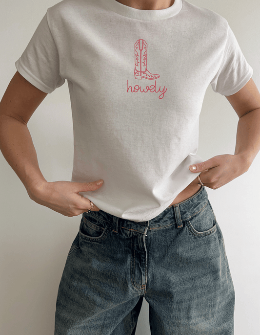 Cowboy Boot Howdy 90s Baby Tee