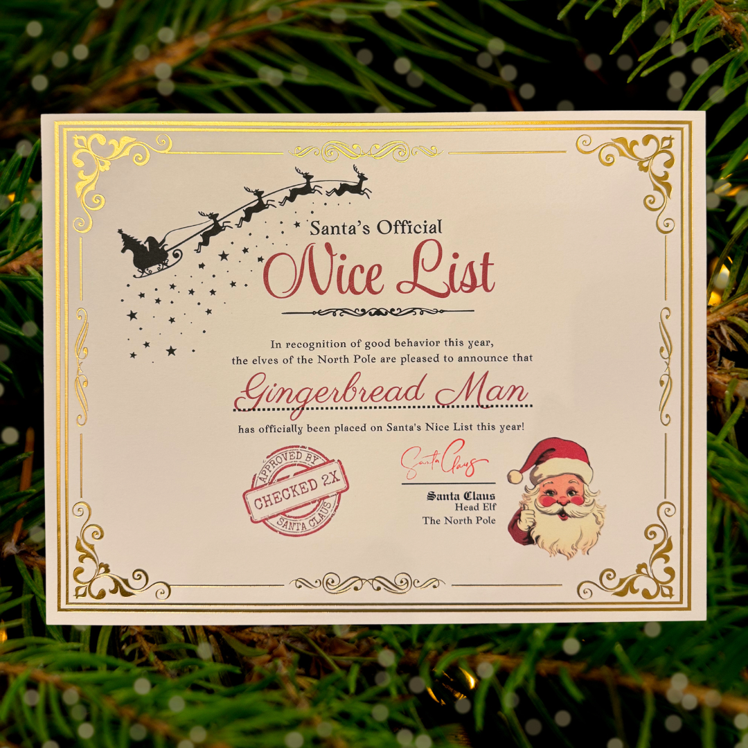 Personalized Letter from Santa and Nice List Certificate