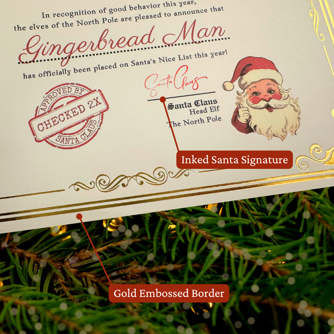 Personalized Letter from Santa and Nice List Certificate