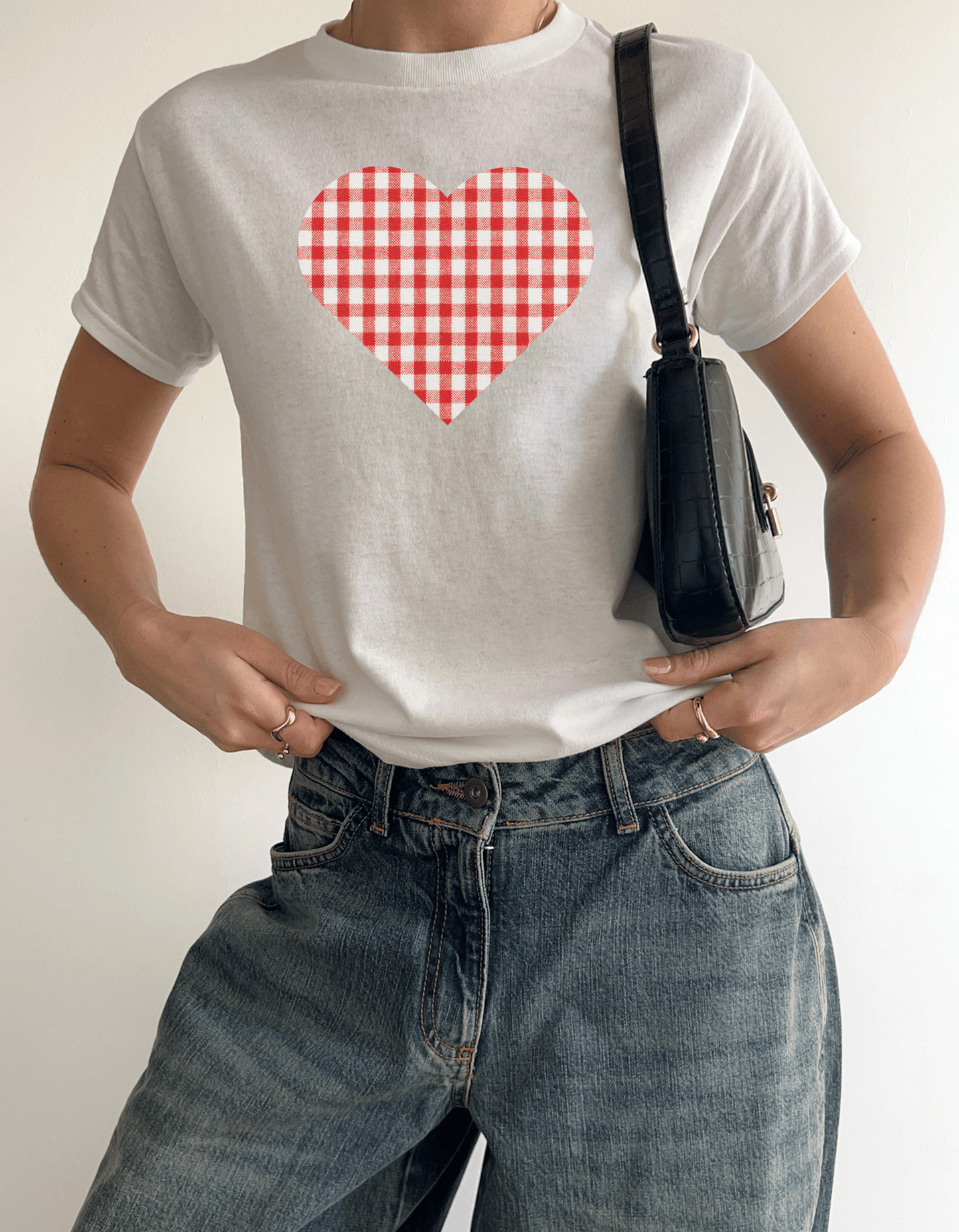 Gingham Heart 90s Baby Tee