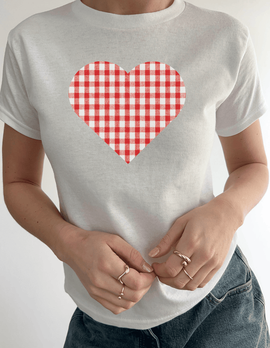 Gingham Heart 90s Baby Tee